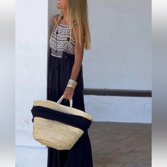 ZARA  Embroidered tiered flowy cotton long Dress NWT - Picture 12 of 14